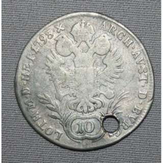 AUSTRIA 1793   A FRANC II 10 KREUZER SILVER COIN  