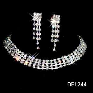 Wedding Bridal crystal necklace earring set TL0244  