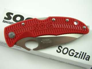 SOG SogZilla Knife 8Cr13MoV RED RSP 01 Low Carry  