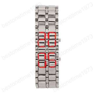   Style Lava Iron Samurai Metal Red LED Faceless Bracelet Luxury Watch