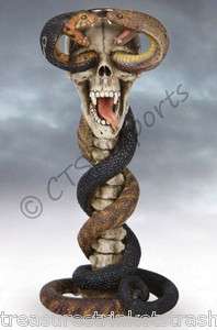   Figurine Candle Holder Skulls Skeleton Gothic Hissing Cobras  