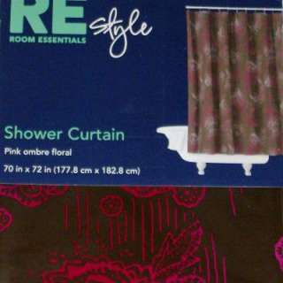Brown & Pink Flowers PEVA Vinyl Shower Curtain Floral 490640201200 