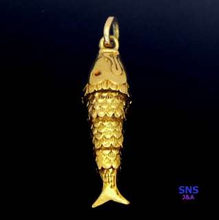 Good Luck Symbol 14K Fish Pendant /Charm Double Sided  