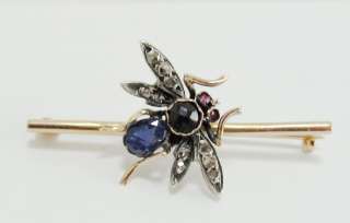 Antique Victorian 18k Gold with Diamonds Insect Pin  