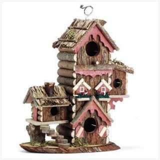 Wood Model Bird House Buildings Perch Animal Shelter Tree Yard Art 