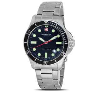   Mens 72326 Battalion III Divers Black Dial Steel Bracelet Date Watch