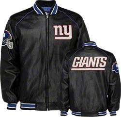New York Giants Faux Leather Varsity Jacket 