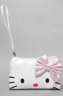 Accessories Boutique The Hello Kitty Dot Bow Patent Wristlet in White 