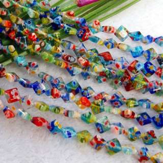 Mixed Color 6mm Millefiori Glass Rhombus Loose Beads FS  