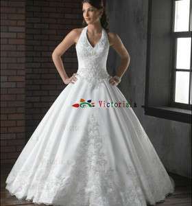   /Ivory Applique Halter Wedding Dresses/Gowns Size6 8 10 12 14 16 18