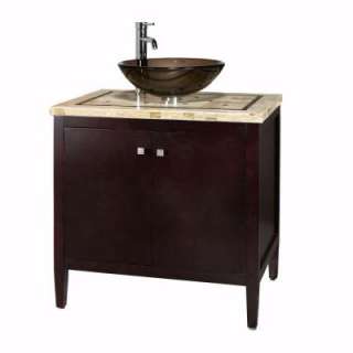   in. W x 22 in. D Sink Cabinet in Espresso with Marble Top/Brown Basin