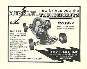 Vintage & Very Rare 1960 Blitz Kart Go Kart Ad  