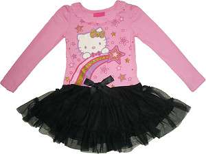   Sanrio Hello Kitty Girls Pink + Black Tulle Dress Size 2T 6X  