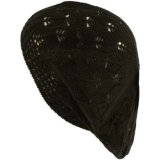 Crochet Classic Knit Light Beret Slouch Tam Hat Black  