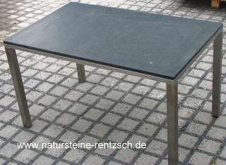 TISCH+EDELSTAHLmöbel+Esstisch mit Granitplatte + schwarzer Naturstein 