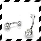 STAHL Bauchnabelpiercing 2 STEINE Piercing ~weiss~