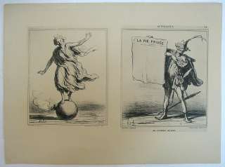 HONORÉ DAUMIER DOUBLE ORIGINAL 1898 PRINT FOR CHARIVARI  