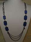 kenneth cole new york faceted blue bead long necklace new