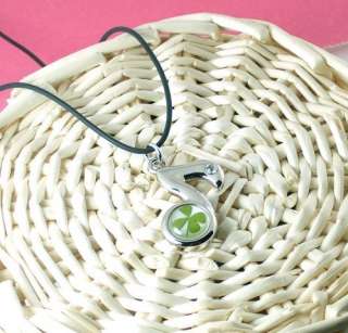 necklace pendant one real four leaf clover set in lucite length 40cm
