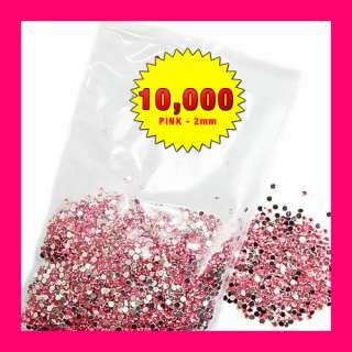 10000 pcs Nail Art Diamond Cut Swarovski 2mm Crystal Rhinestone   Pink 