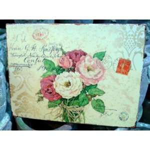 rustikales Blechschild   Rosen Postage   Landhaus Vintage Shabby Rose 