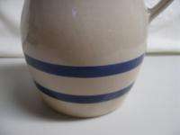 Vintage Robinson Ransbottom Pottery Blue Stripe Pitcher  