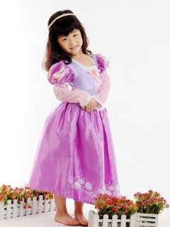 New Disney Princess TANGLED RAPUNZEL COSTUME Girls Dresses w/o Wig 