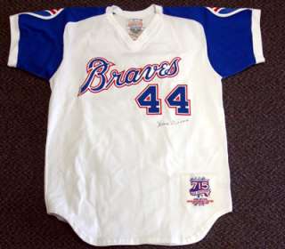 Hank Aaron Autographed Signed Braves Mitchell Ness Jersey PSA/DNA 