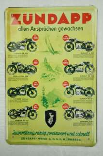 Blechschild Zündapp Motorräder Motorrad Metallschild Werbung Retro 