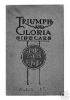 1926 TRIUMPH & GLORIA SIDECARS SPARE PARTS LIST ON CD  