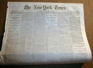   War newspaper w ABRAHAM LINCOLN PROCLAMATION on DESERTERS   NY Times