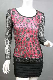 New Black/Hot Pink Mini Dress # 612