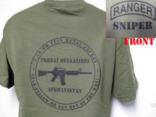 RANGER SNIPER T SHIRT/ AFGHANISTAN COMBAT OPS T SHIRT  