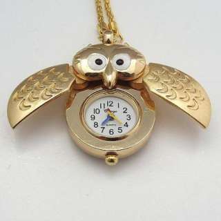 1pcs Gold color necklace pendant watches cute owl,A26  