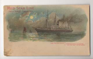Red Star Line SS Friesland   Vintage UDB Postcard Private Mailing Card 