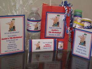 Phineas and & Ferb Birthday PDF CD w/ Invitation Favors Water Candy 