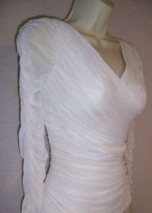 ADRIANNA PAPELL Ivory V Neckline Ruched Beaded Blouse 8 NWT  