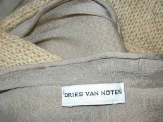 DRIES VAN NOTEN Tan Double Faced Silk/Cashmere Scarf 62 by 10  