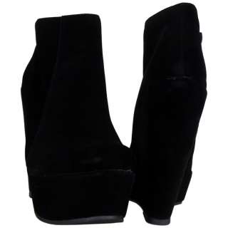 W5G Womens Black Suede High Heel Platform Wedges Ladies Shoe Ankle 