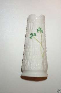 Very Nice Belleek Clover Shamrock Toy Castle Vase  