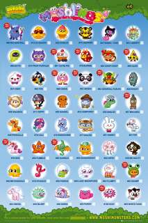 A1+ maxi satin poster MOSHI MONSTERS MOSHLINGS TICK CHART JEEPERS 