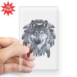  Sticker Clear (Rectangle 10Pk) Wolf Dreamcatcher 