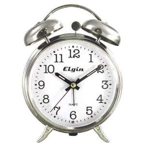  Geneva Clock Company Pewter Quartz Analog Alarm Clock 