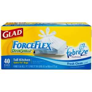  Glad ForceFlex Tall Kitchen Quick Tie Odor Shield White 40 