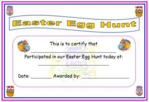 EASTER EGG HUNT certificates for taking part   resource  