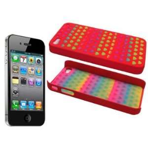  Red Hard Case Cover Shell w/ Heart Shaped Mesh 