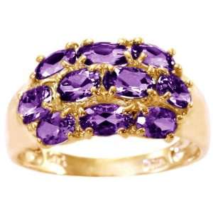   Gold Oval Gemstone Cluster Ring Amethyst, size5.5 diViene Jewelry