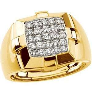   75 Carat Total Weight Gents Diamond Ring set in 14 kt Yellow gold(11
