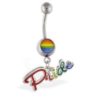  Navel ring with dangling rainbow Pride Jewelry