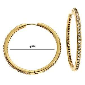   Gold 1.5cttw Eternity Double Sided Round Diamond Hoop Earring Jewelry
